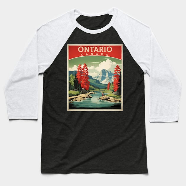 Ontario Canada Vintage Poster Tourism Baseball T-Shirt by TravelersGems